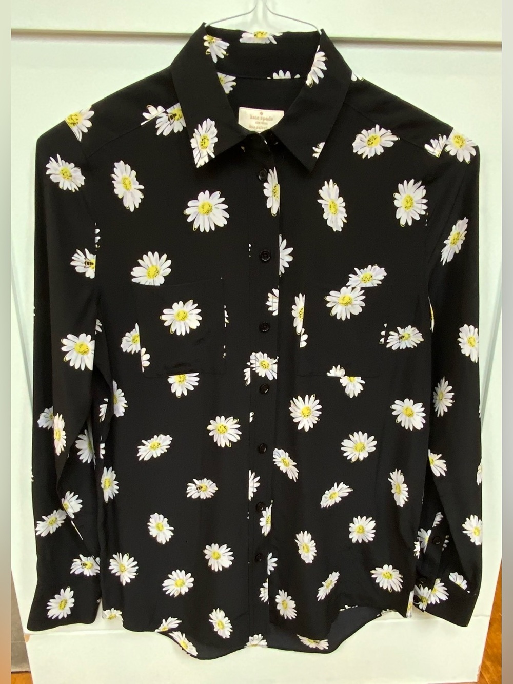 KATE SPADE Black Daisy-Print Button-Up Shirt
